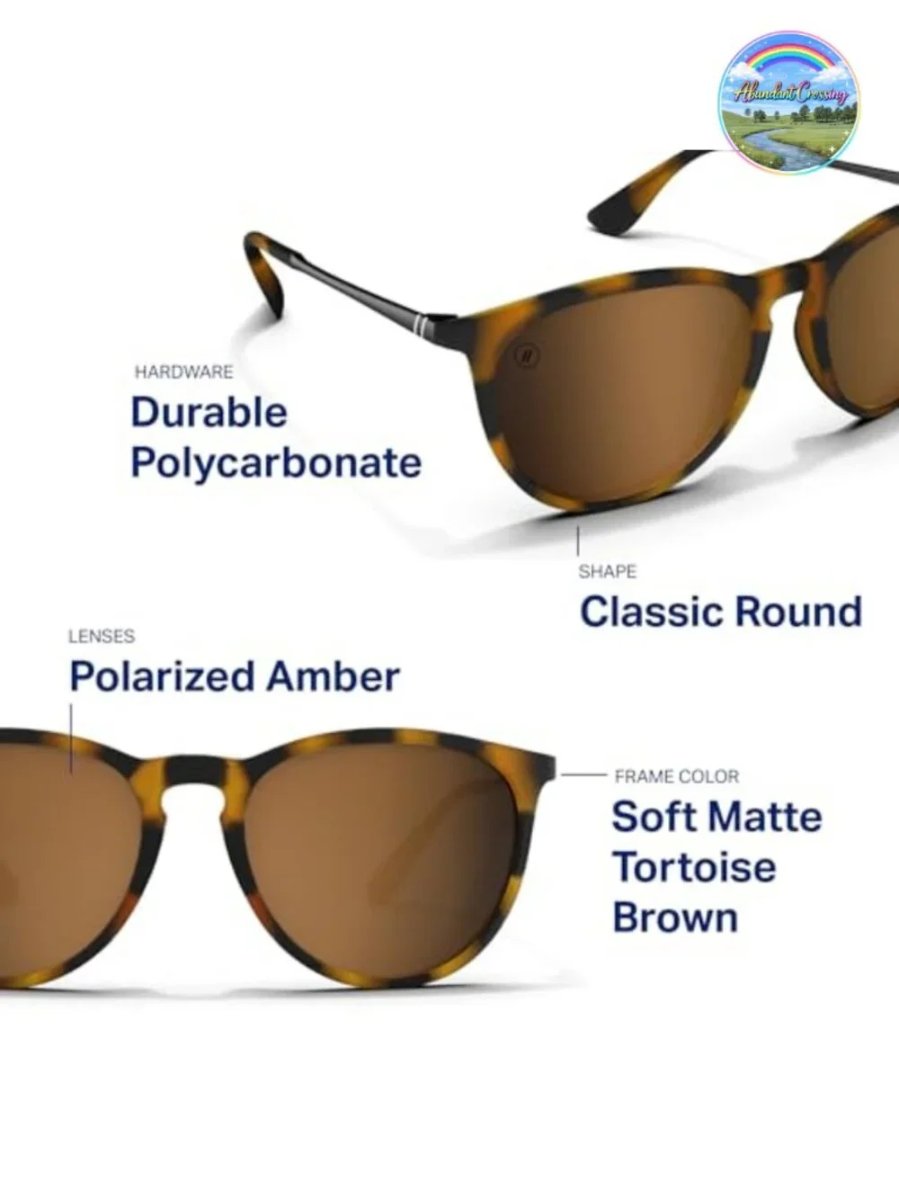 Polarized Sunglasses Classic Shape Mixed Metal Frame 100% UV Protection